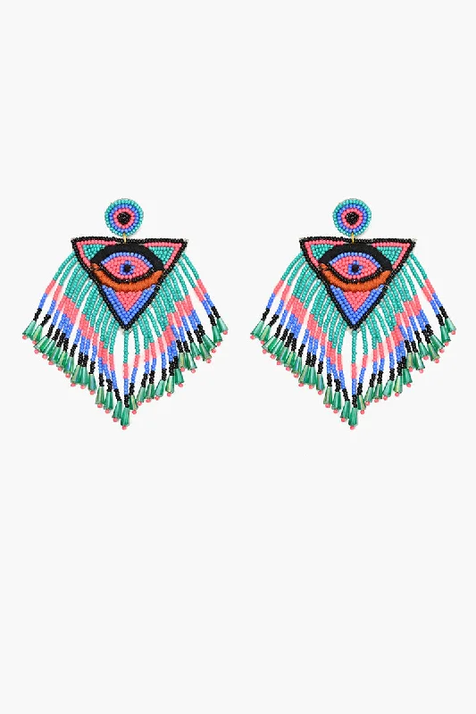 Drop Earrings for Wellness Routine -Love Triangle Evil Eye Earrings