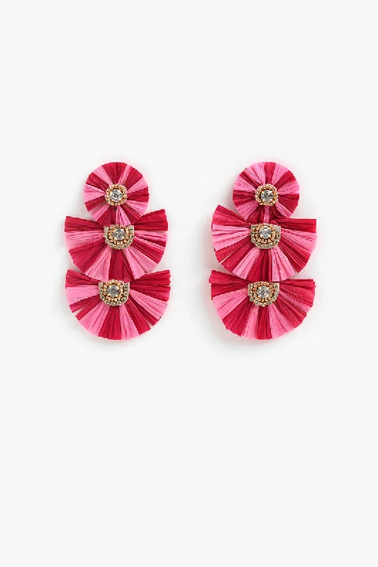 Drop Earrings for Shopping Trip -Pink Raffia Earrings