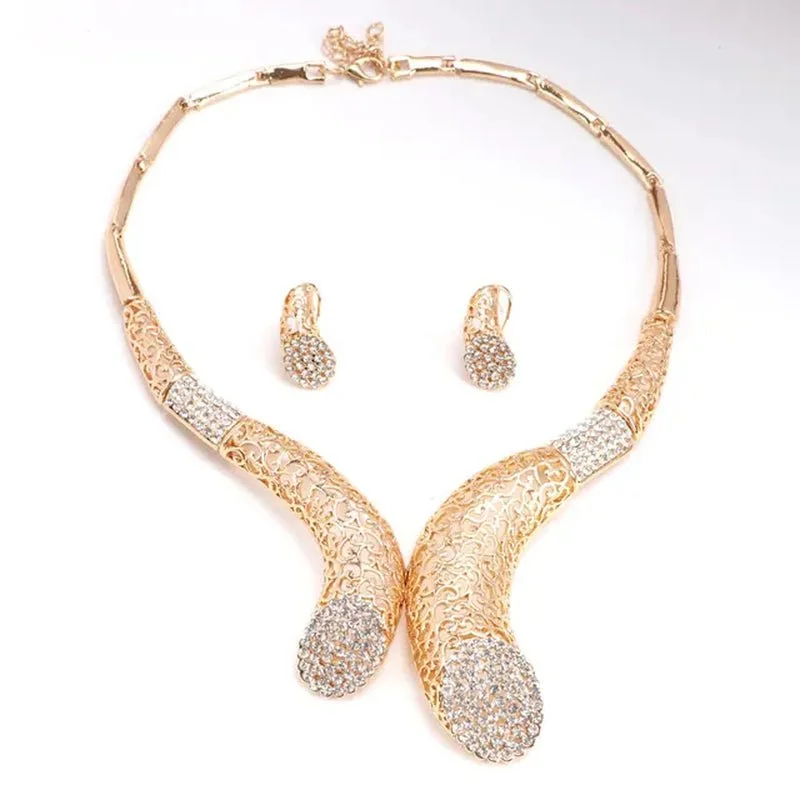 Large Drop Earrings for Statement -New Sale!! Dubai African Gold Color Necklace Earrings Costume Jewelry Sets Women Wedding Jewellery