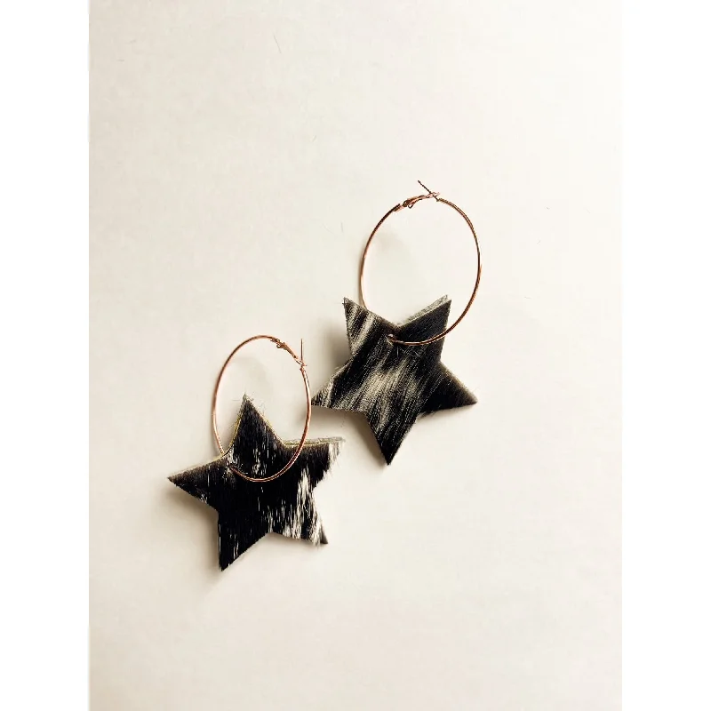 Drop Earrings for Party Look -VE118 - Large Cowhide Star Earrings