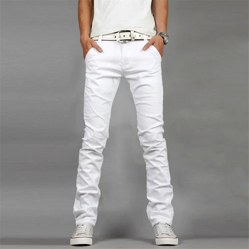 Party Jeans for Night Out -Men's Four Seasons Wear Wild Leisure Cotton Elastic Skinny Jeans