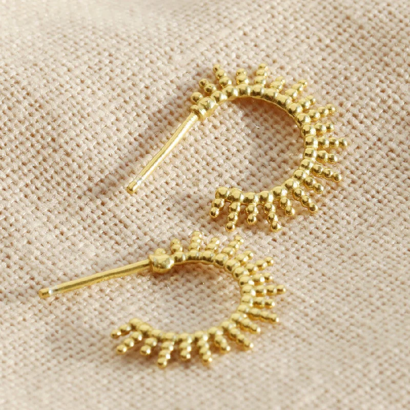 Detachable Drop Earrings with Charms -Sunbeam Hoop Earrings in Gold | Designed in the UK | 18K Gold Plated Sterling Silver