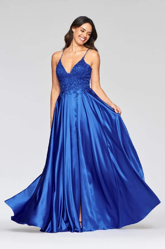 Plus size dresses with breathable fabrics stay cool -Elegant plus size dresses for black-tie events -Faviana - S10400 Beaded Lace V Neck Flowy Satin Gown