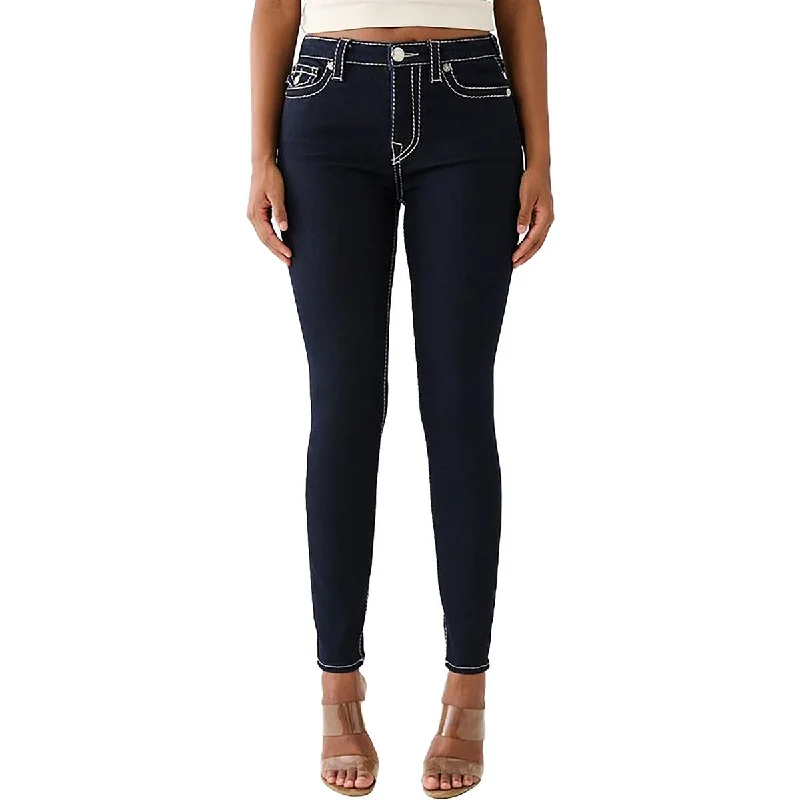 Rolled Shorts Jeans for Style -True Religion Womens Jennie Mid Rise Dark Wash Skinny Jeans