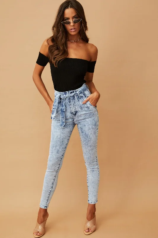 Rolled Shorts Jeans for Style -Double Standards Denim Jeans - Blue