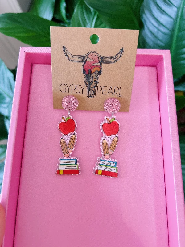 Drop Earrings for Concert Look -Adorable Teacher Earrings