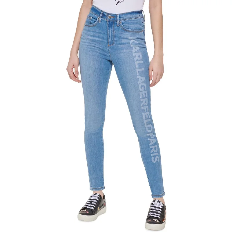 Sustainable Jeans for Eco -Karl Lagerfeld Paris Womens Logo Print Cropped Skinny Jeans