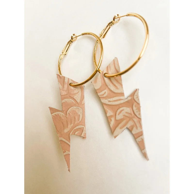 Drop Earrings with Matte Finish -VE125 - Medium Rose Bolt Hoop Earrings