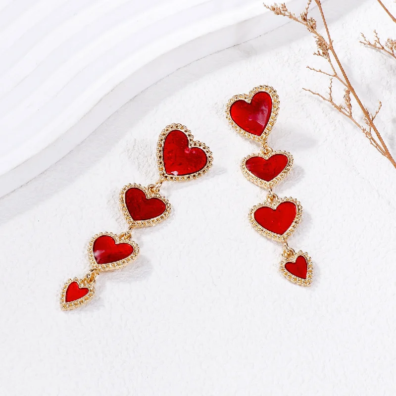 Heart Shaped Drop Earrings for Love -Wholesale Valentine's Day Tassels, Love Alloy Earrings