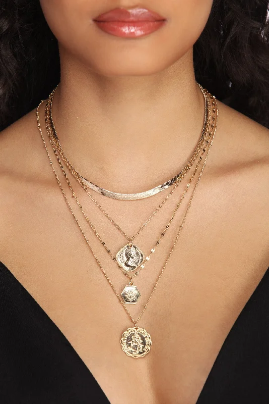 Beautiful necklaces and pendants with moonstone for an ethereal, mystical appearance-Chic Coin Necklace Set