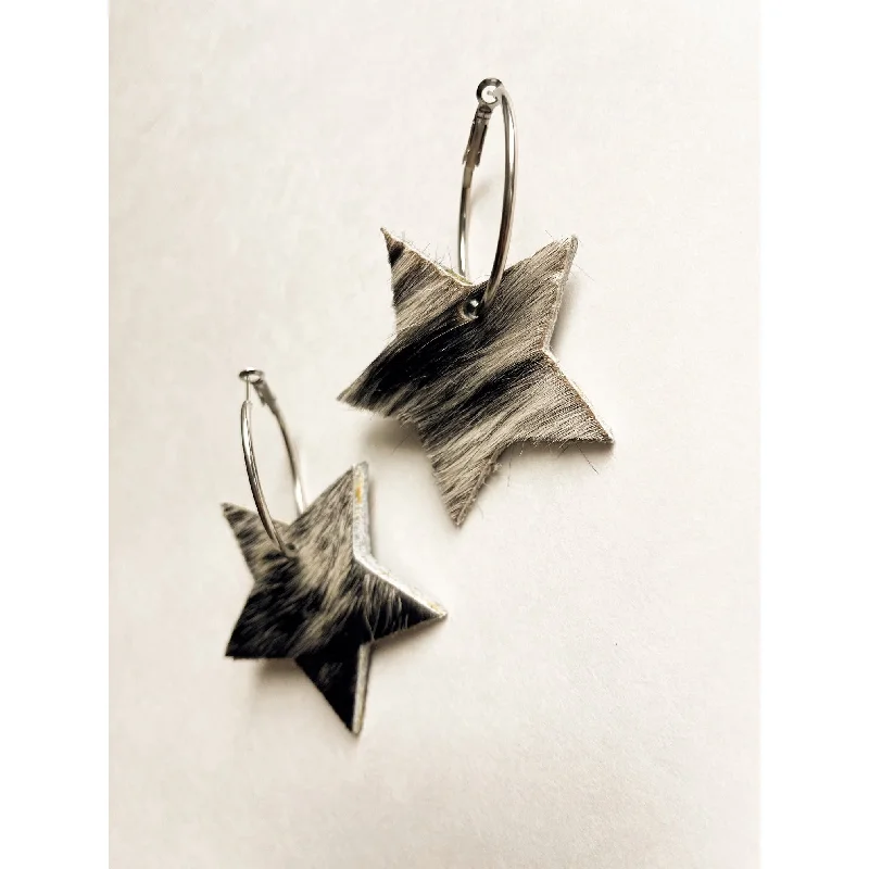 Drop Earrings for Birthday Celebration -VE119 - Small Cowhide Star Earrings