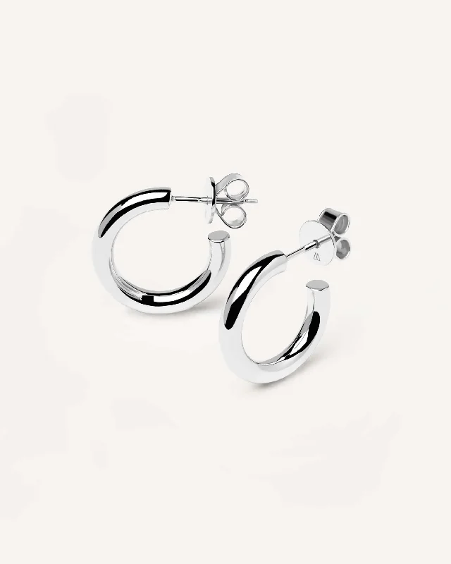 Screw Back Drop Earrings for Security -Medium Cloud Silver Earrings