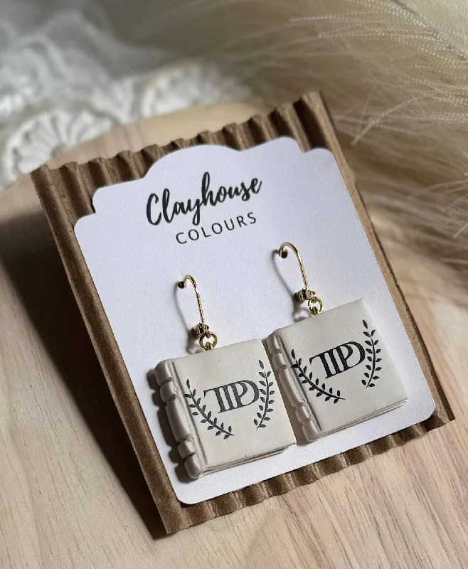 Drop Earrings for Anniversary -The Tortured Poets Dept Cream Book Earrings