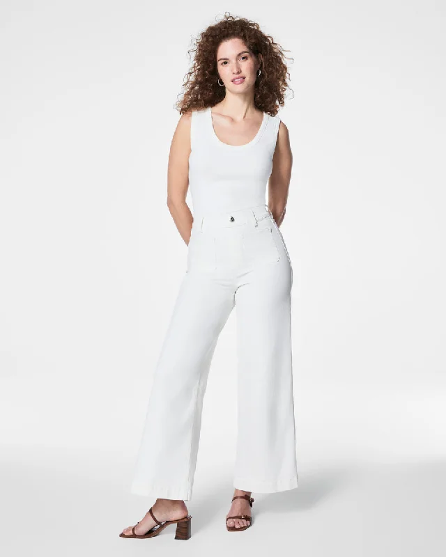 Holiday Jeans for Festive -SPANXshape™ EveryWear Cropped Wide Leg Jeans with Patch Pockets, White