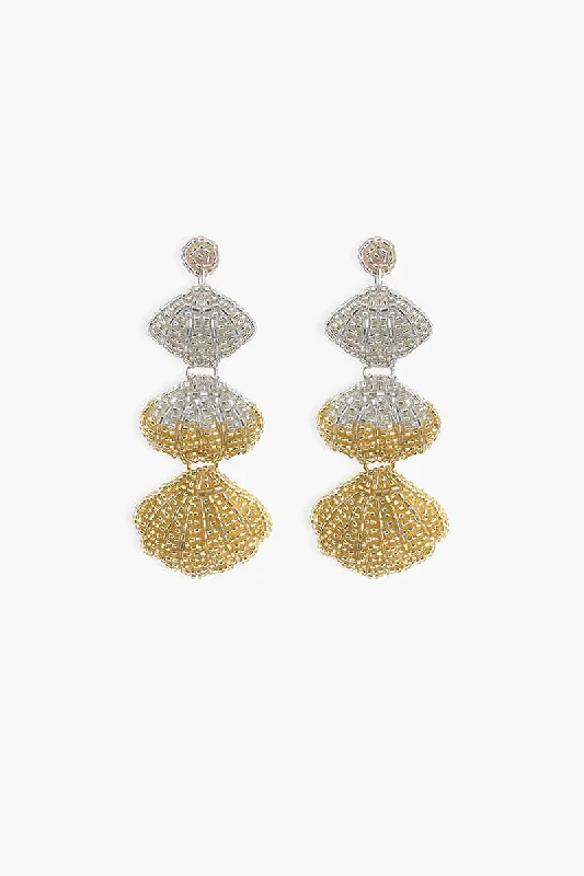 Drop Earrings with Star Motifs -Gold and Silver Seashell Earrings