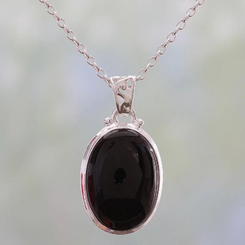 Necklaces and pendants with leaf-shaped designs for an earthy, organic feel-Elegant Protector Handcrafted Onyx Necklace