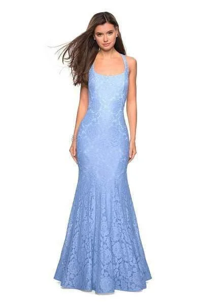 Plus size dresses with short sleeves suit spring -Plus size dresses with boat necklines for timeless style -La Femme - 27484 Jewel-Sprinkled Square Neck Trumpet Gown