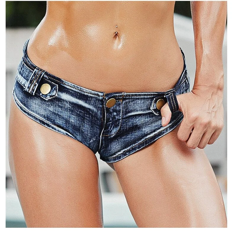 Fringed Jeans for Western -Women's Sexy Summer Beach Style Low Waist Skinny Denim Shorts