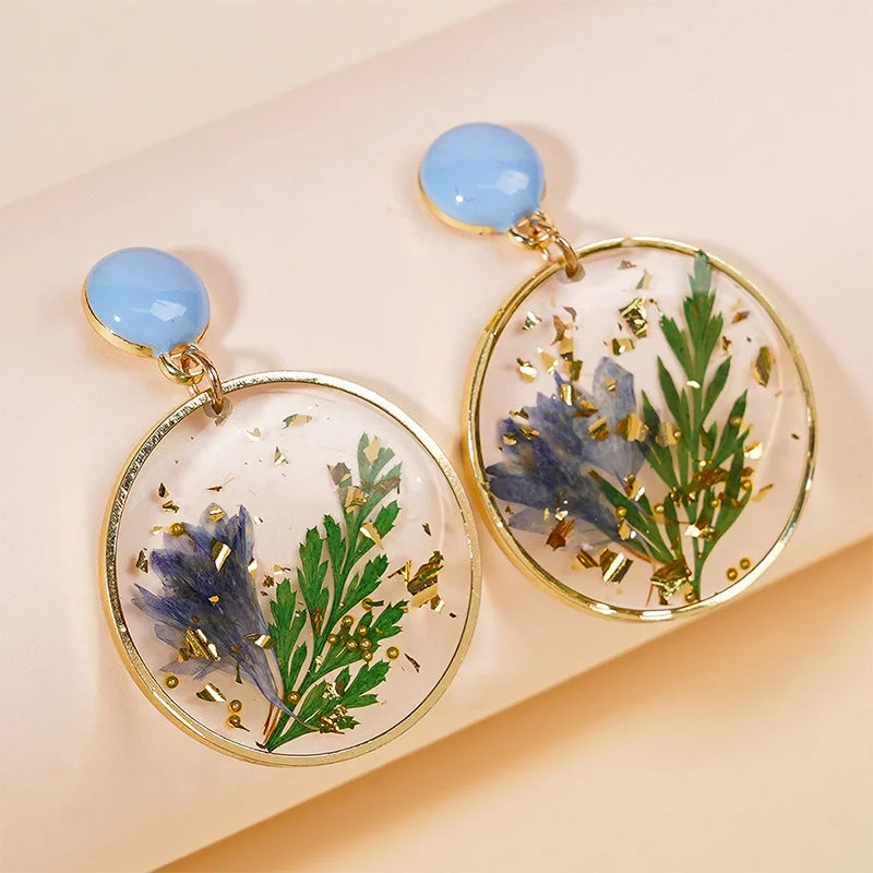 Drop Earrings for Wedding Ceremony -Wholesale Resin Dripping Dried Flower Earrings