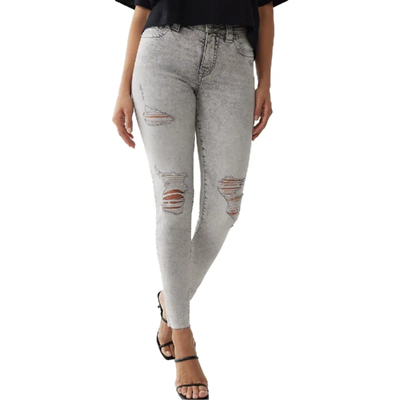 Weekend Jeans for Lazy -True Religion Womens Jennie Curvy Mid-Rise Destroyed Skinny Jeans