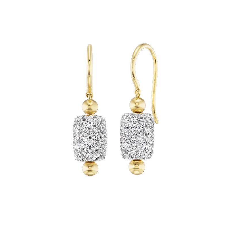 Drop Earrings for Evening Gown -Barrel Drop Earrings - Diamond