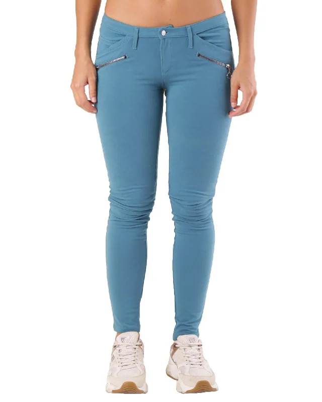 Wedding Jeans for Casual -Met Womens Skinny Jeans with Zipper Detail - Teal