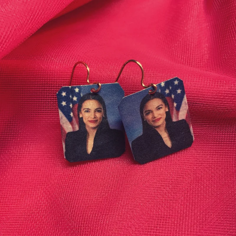 Drop Earrings with Vine Designs -Alexandria Ocasio-Cortez Handmade Copper Earrings