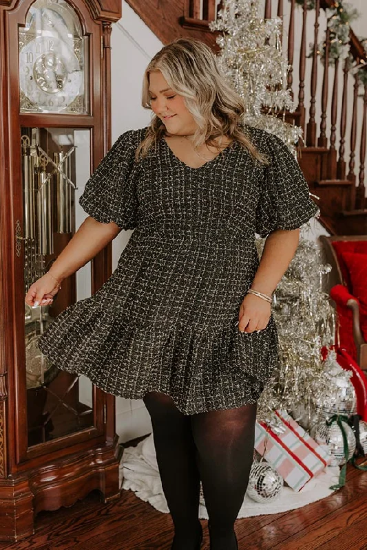 Plus size dresses with durable weaves endure wear -Plus size dresses with sheer sleeves for a delicate touch -Fall Mixer Tweed Mini Dress Curves