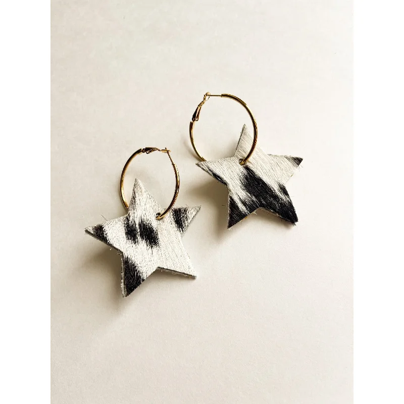 Drop Earrings for Evening Gown -VE116 - Small Cowhide Star Earrings