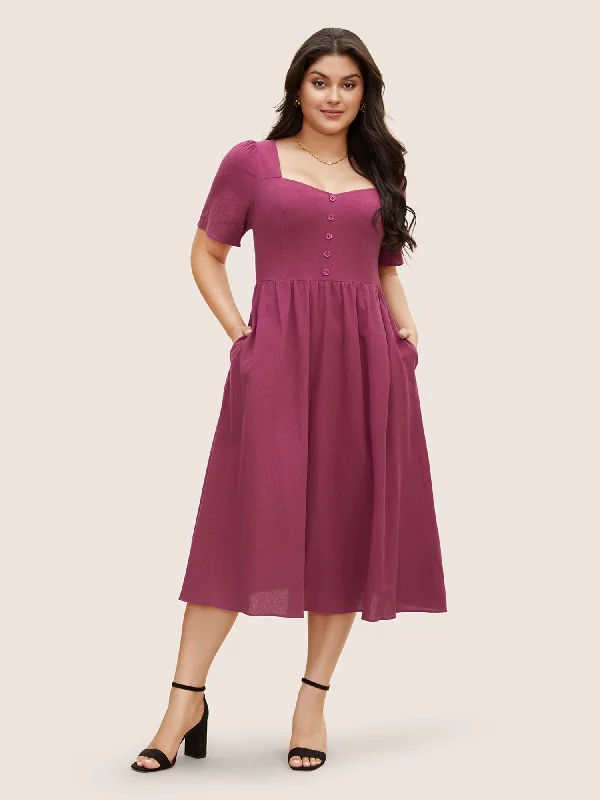 Plus size dresses for trendy vibes stay current -Plus size dresses for plus size teenagers -Cotton Square Neckline Midi Dress