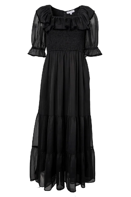 Plus size dresses with durable fabrics endure wear -Plus size dresses with boat necklines for timeless style -Gracie Dress in Black Chiffon - FINAL SALE