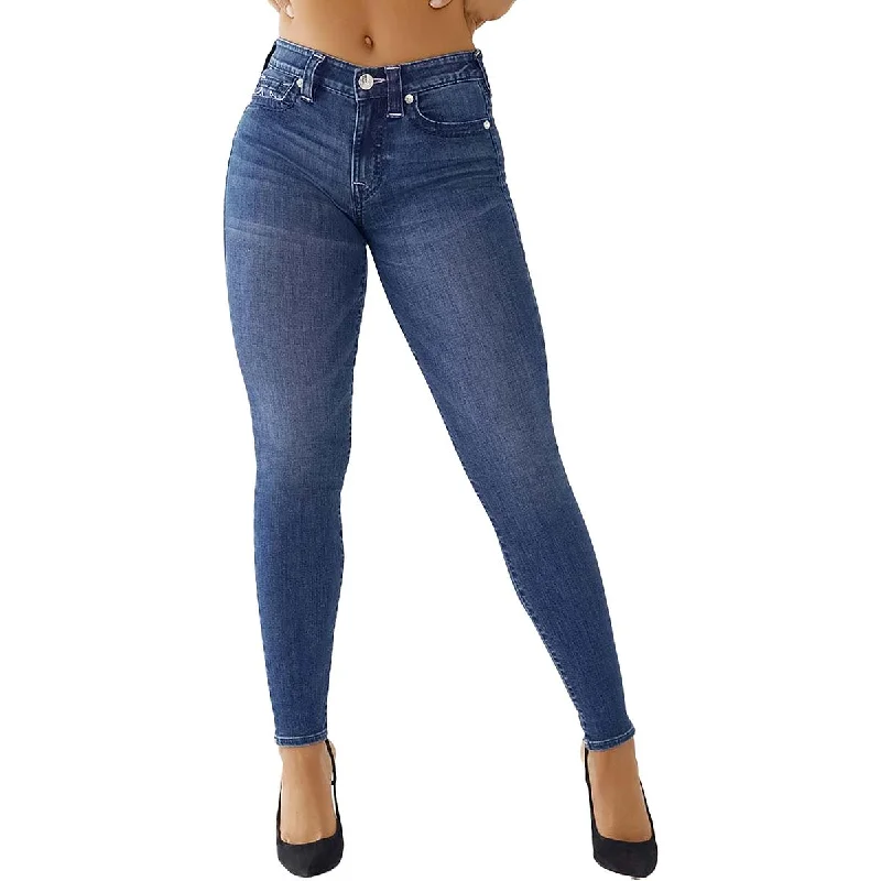 Recycled Jeans for Green -True Religion Womens Jennie Curvy Mid-Rise Whisker Wash Skinny Jeans