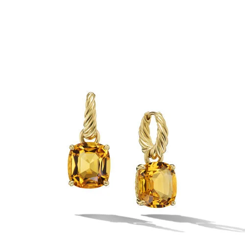 Drop Earrings with Matte Finish -Marbella Drop Earrings in 18K Yellow Gold with Citrine, 25mm