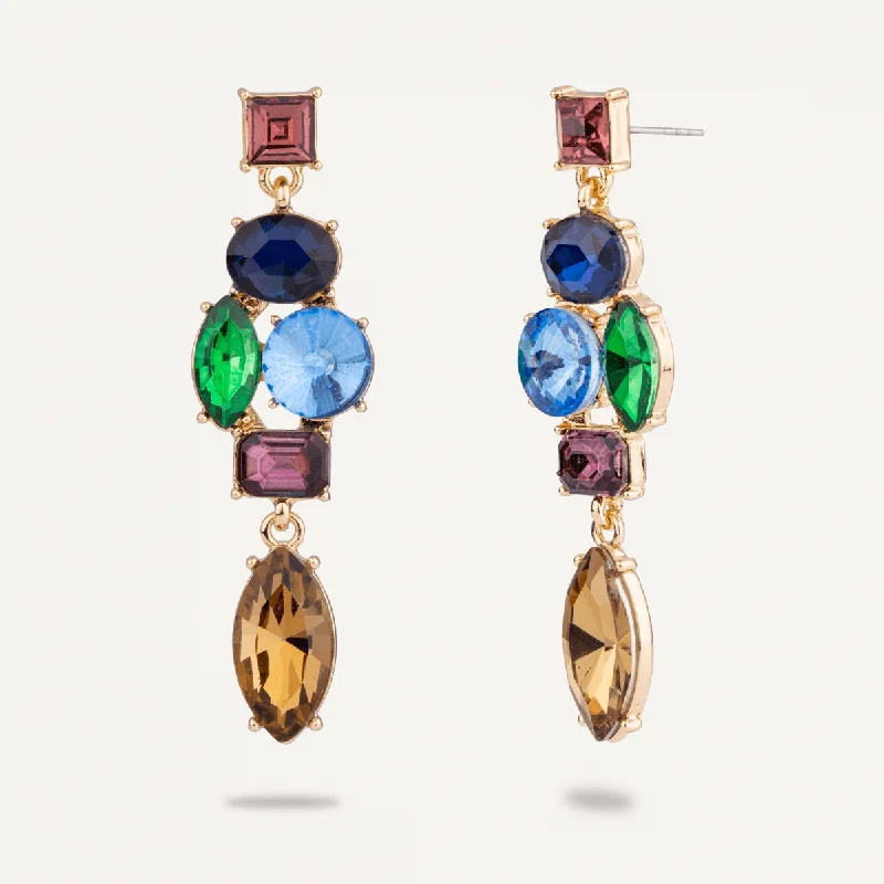 Drop Earrings with Animal Motifs -Iris Crystal Post Earrings In Gold-Tone