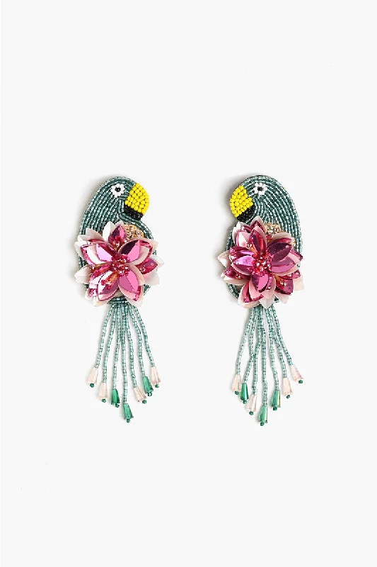 Short Drop Earrings for Subtle -Retro Parrot Beaded Earrings