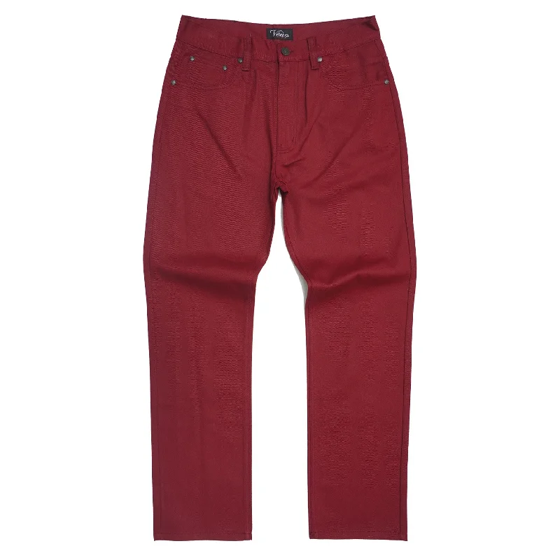 Gray Jeans for Neutral Tone -V1761 Veno Twill Denim Jeans - Burgundy