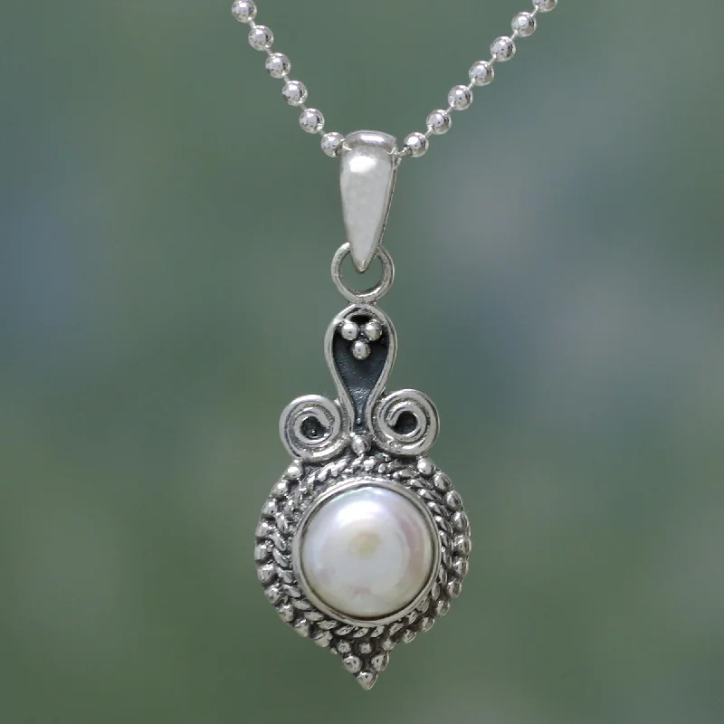 Best necklaces and pendants with emerald gemstones for a rich, sophisticated design-Cloud of Desire Artisan Crafted Sterling Silver Necklace with Pearl Pendant