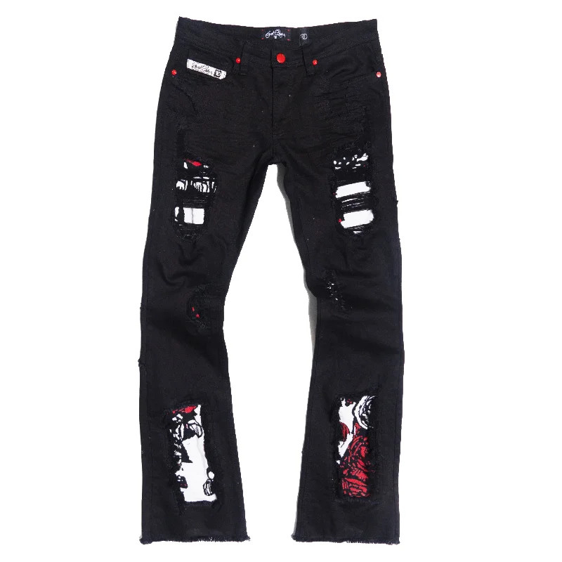 Acid Wash Jeans for Vintage -F1944 Cashay Tapestry Denim Jeans - Black