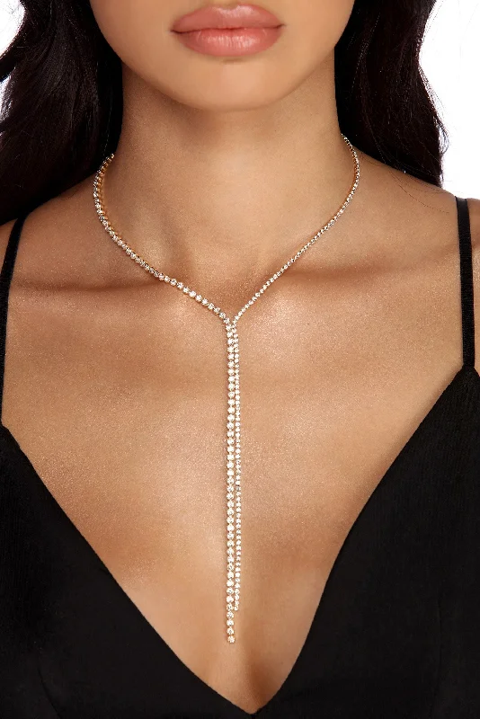 Elegant necklaces and pendants with gold chains for a chic, timeless appearance-Shine In Rhine Lariat Necklace