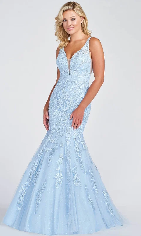 Plus size dresses featuring tiered skirts feel fun -Plus size dresses with flattering cuts -Ellie Wilde EW122034 - Embroidered Prom Gown