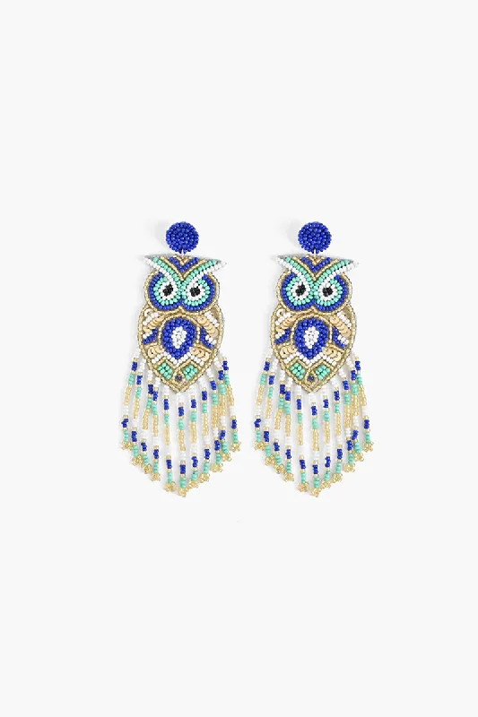 Drop Earrings with Embossed Patterns -Owl Awesome Earrings