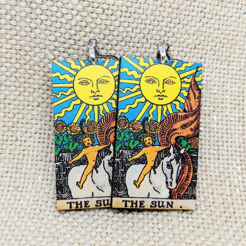 Maximalist Drop Earrings for Bling -The Sun Tarot Card Earrings