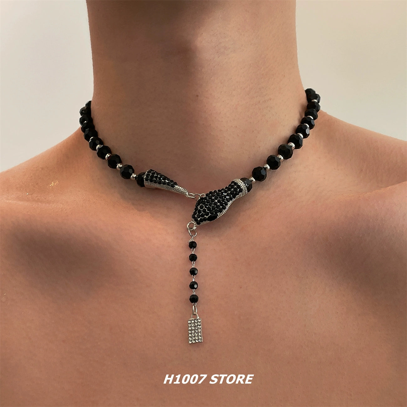 Necklaces and pendants with engraved messages for a deeply personal, sentimental gift-Black Bead Choker