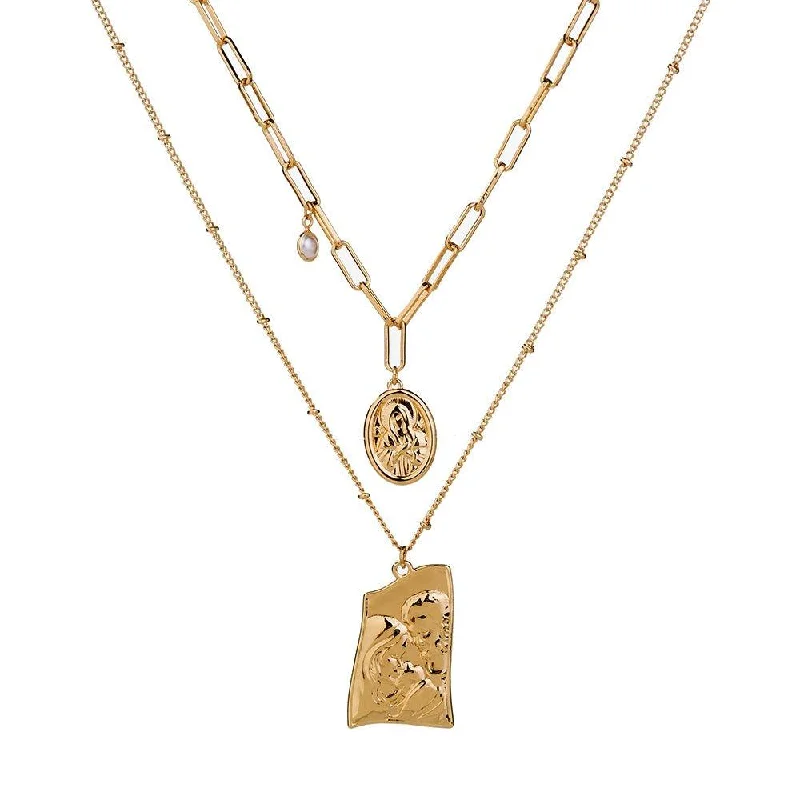 Best necklaces and pendants with black diamonds for an edgy, bold statement-Jesus Pendant Layered Necklace