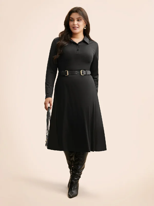 Plus size dresses with strong stitching last years -Plus size dresses for outdoor events -Shirt Collar Button Up Midi Dress