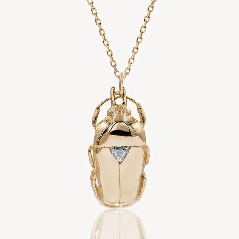 Simple necklaces and pendants with tiny charms for a delicate and casual vibe-Diamond Scarab Necklace