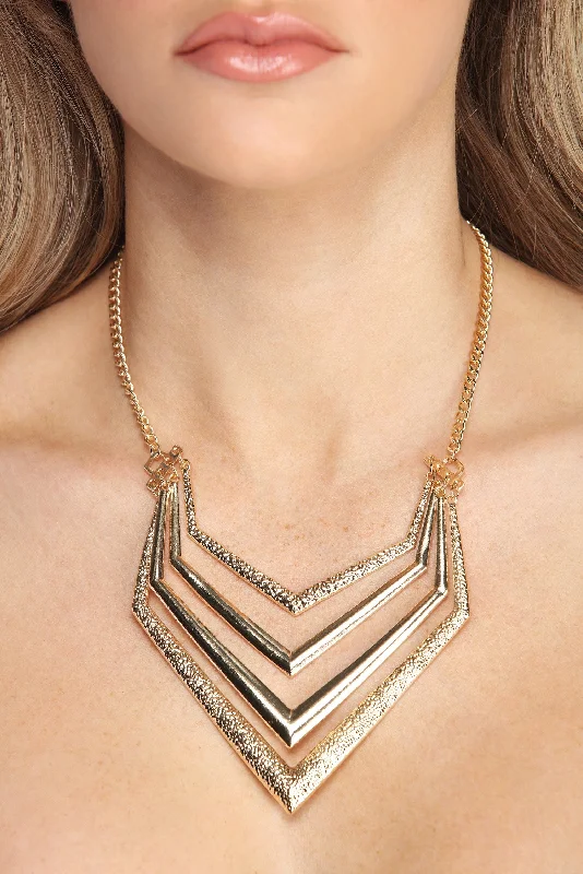 Stunning necklaces and pendants with aquamarine stones for a serene effect-Chevron Chic Statement Necklace