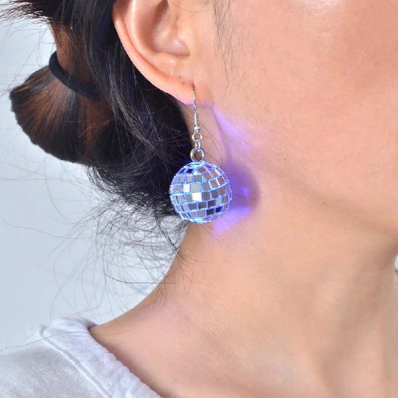 Drop Earrings for School Uniform -Wholesale Shaking Glowing Vintage Mirror Glass Ball Earrings