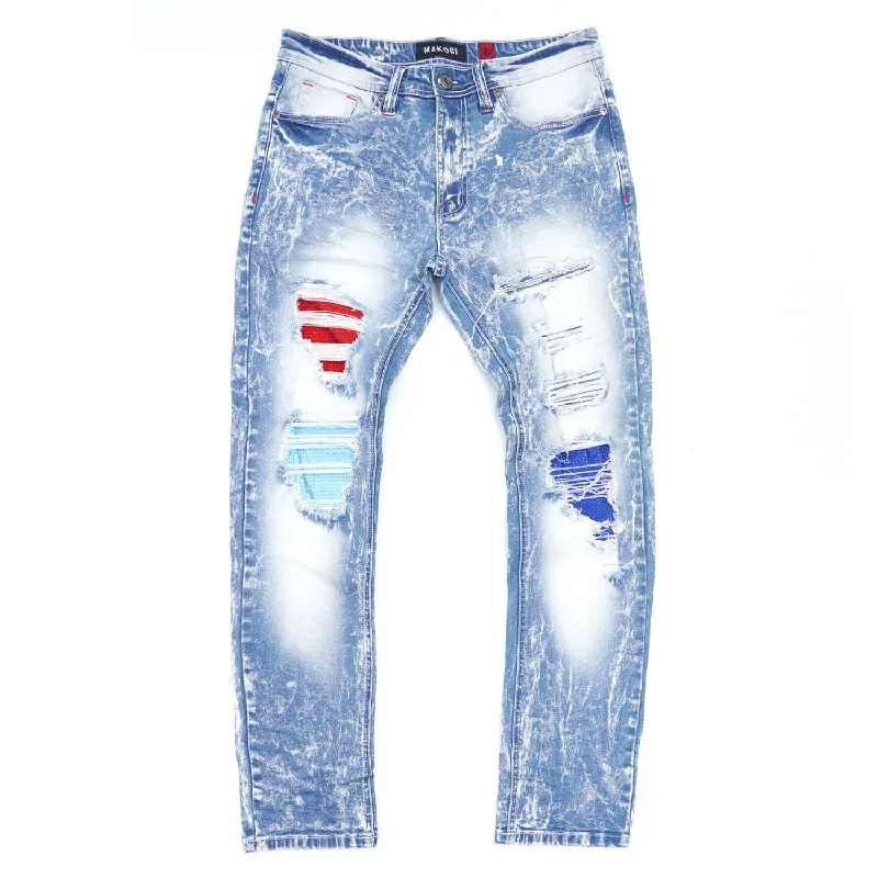 Button Fly Jeans for Traditional -M1981 Go Gettas Denim Jeans - Light Wash