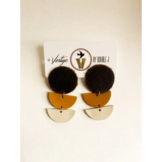 Clip On Drop Earrings for Non Pierced -VE135- Natural Phase Earrings